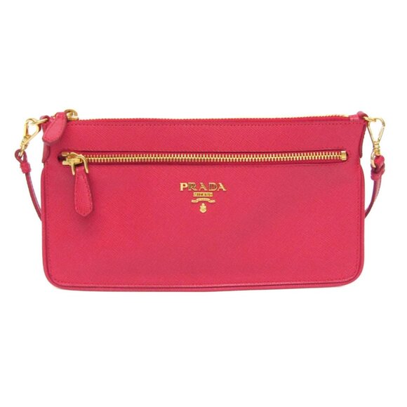 PRADA Pink Leather Saffiano Shoulder Bag - Picture 1 of 13